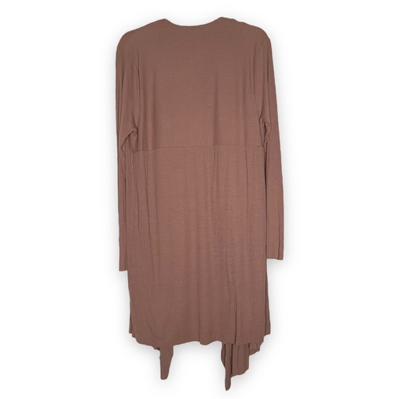 Umgee Long Cardigan Duster Waterfall Raw Hem Ribbed Mocha Tan XL - Picture 4 of 9